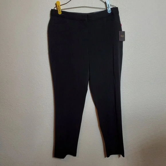 Rafaella Womens Curvy fit Pants Slim Leg Defined Waist Size 14P Black NWT - Picture 2 of 11
